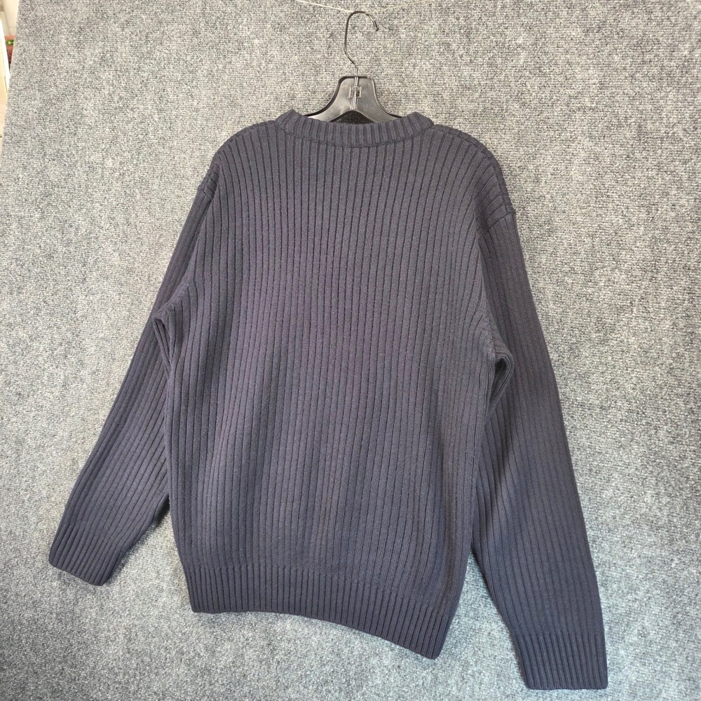 Vintage Polo Sport‎ Ralph Lauren Ribbed Crewneck Pullover Sweater XL Navy Cotton - Picture 10 of 12